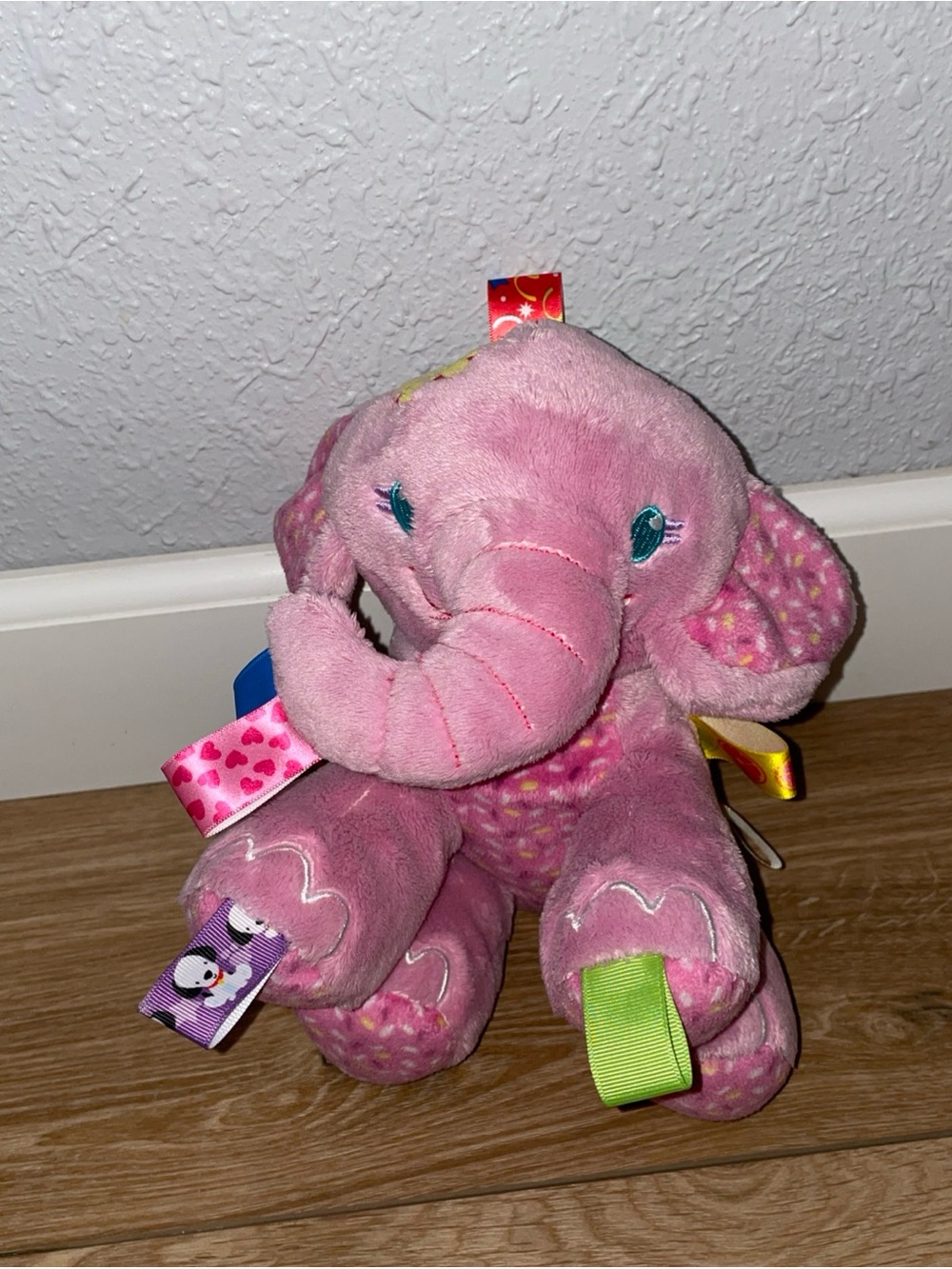 Taggies Pink Plush Elephant Sensory Toy